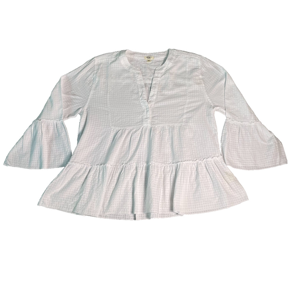 NWOT Dylan By True Grit Reese Cotton Ella Blouse Womens M White Peasant Cottage